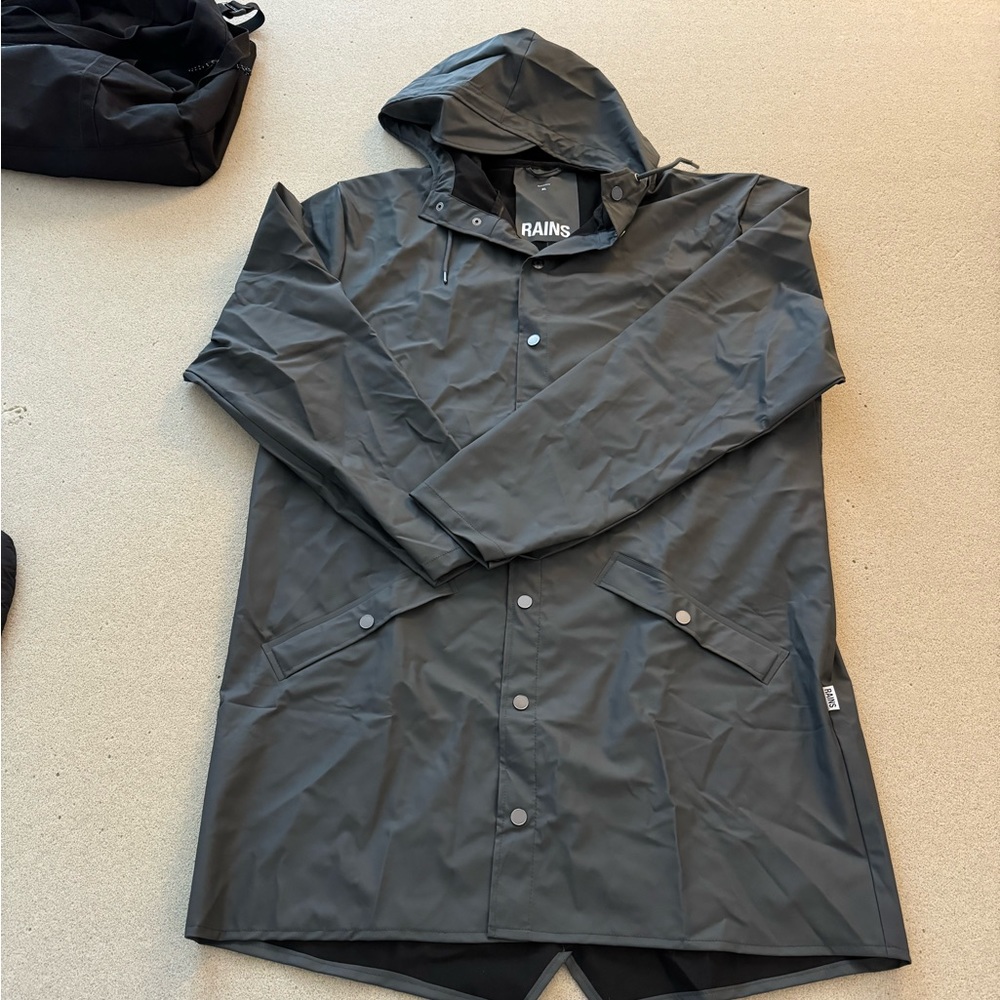 Rains - long jacket rain coat - slate gray - XL - NWT